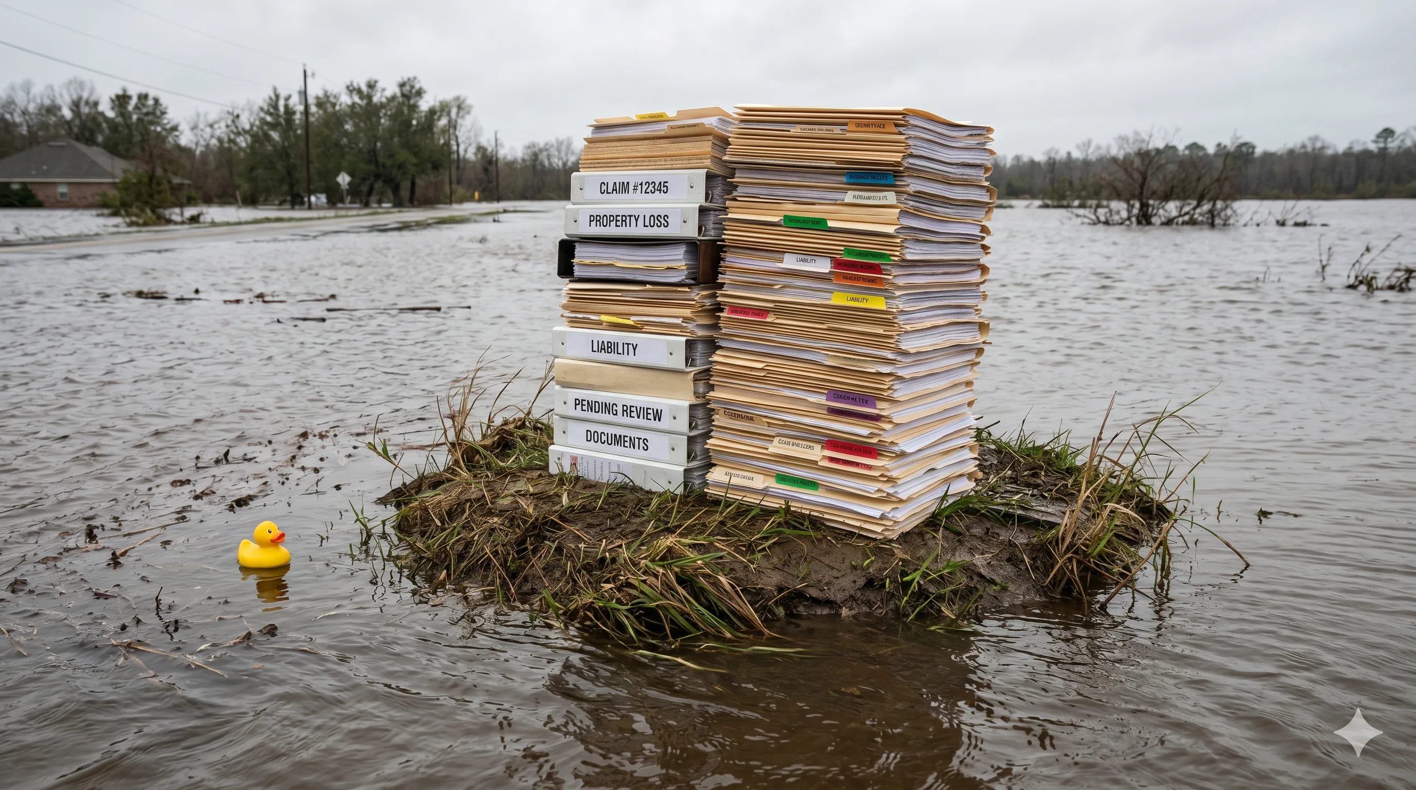 Insurance paperwork on flood island